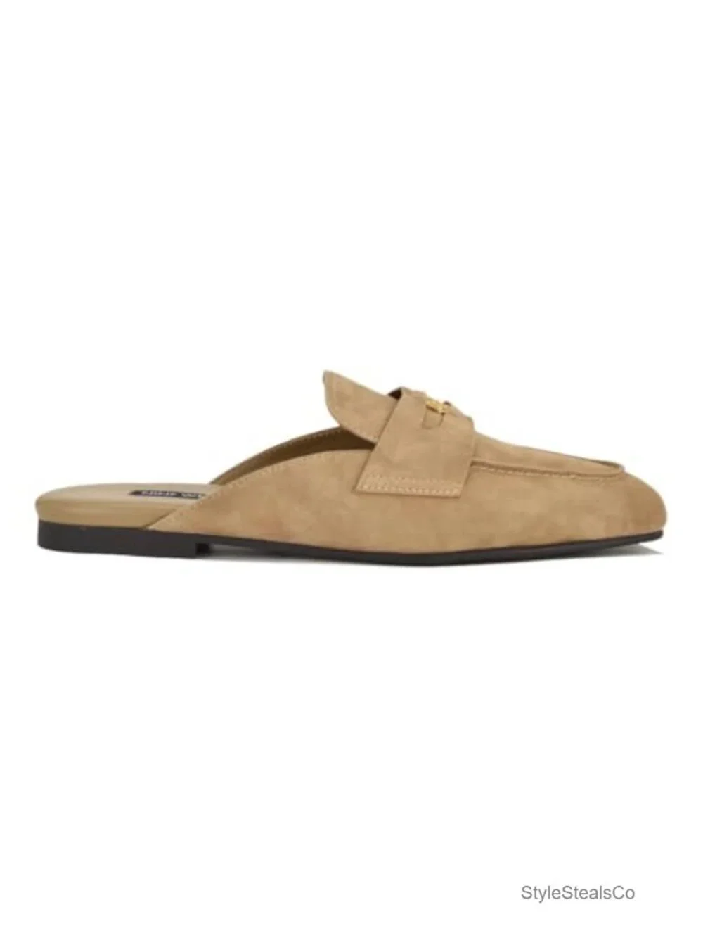 Suede Square Toe Slip-On Loafers 0.75in Heel
